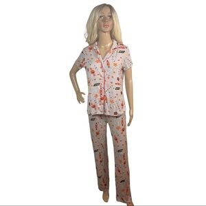 MUNKI Munki Gray and orange Halloween candy pajama set
